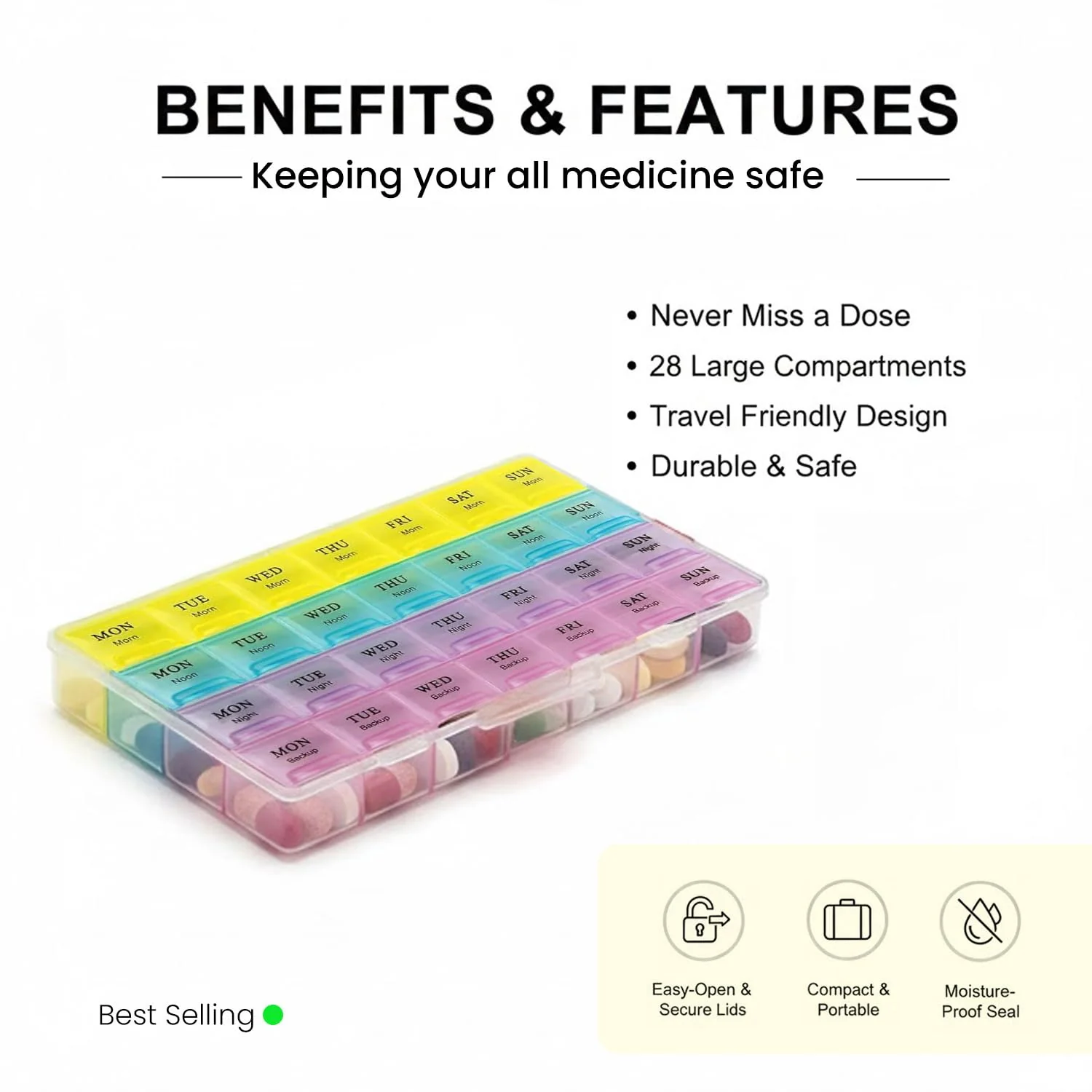 Weekly Pill Organizer – 28-Slot Portable Medicine Box | Organivo - Image 7