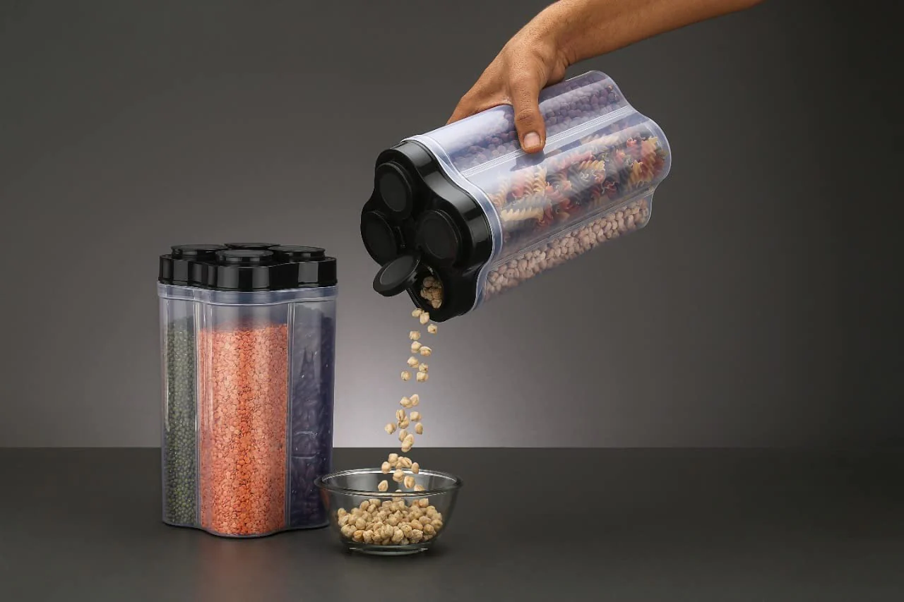 4 Section Food Storage Container – Airtight Plastic Jar | Organivo - Image 10