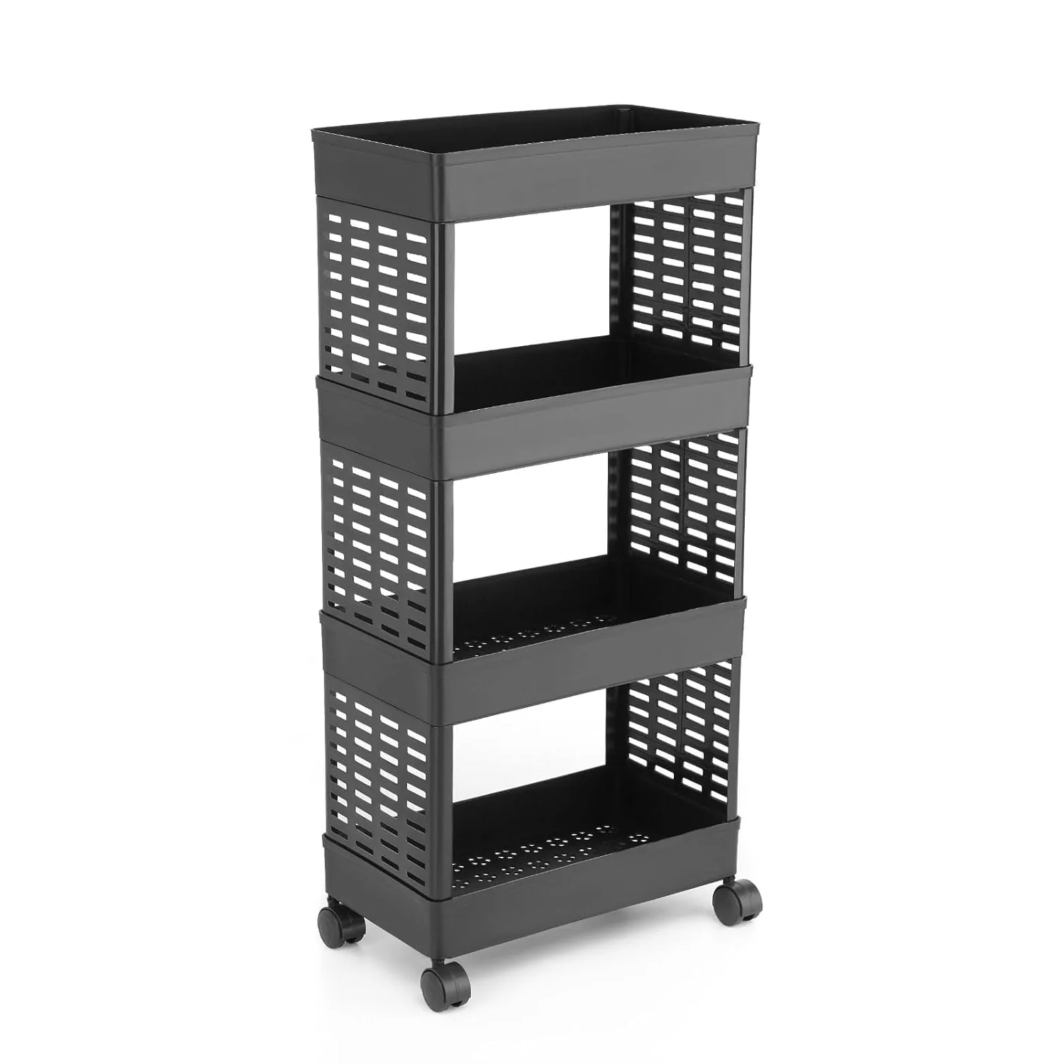 Plastic Storage Rack – 4-Layer Utility Trolley with Wheels | Organivo - Image 5