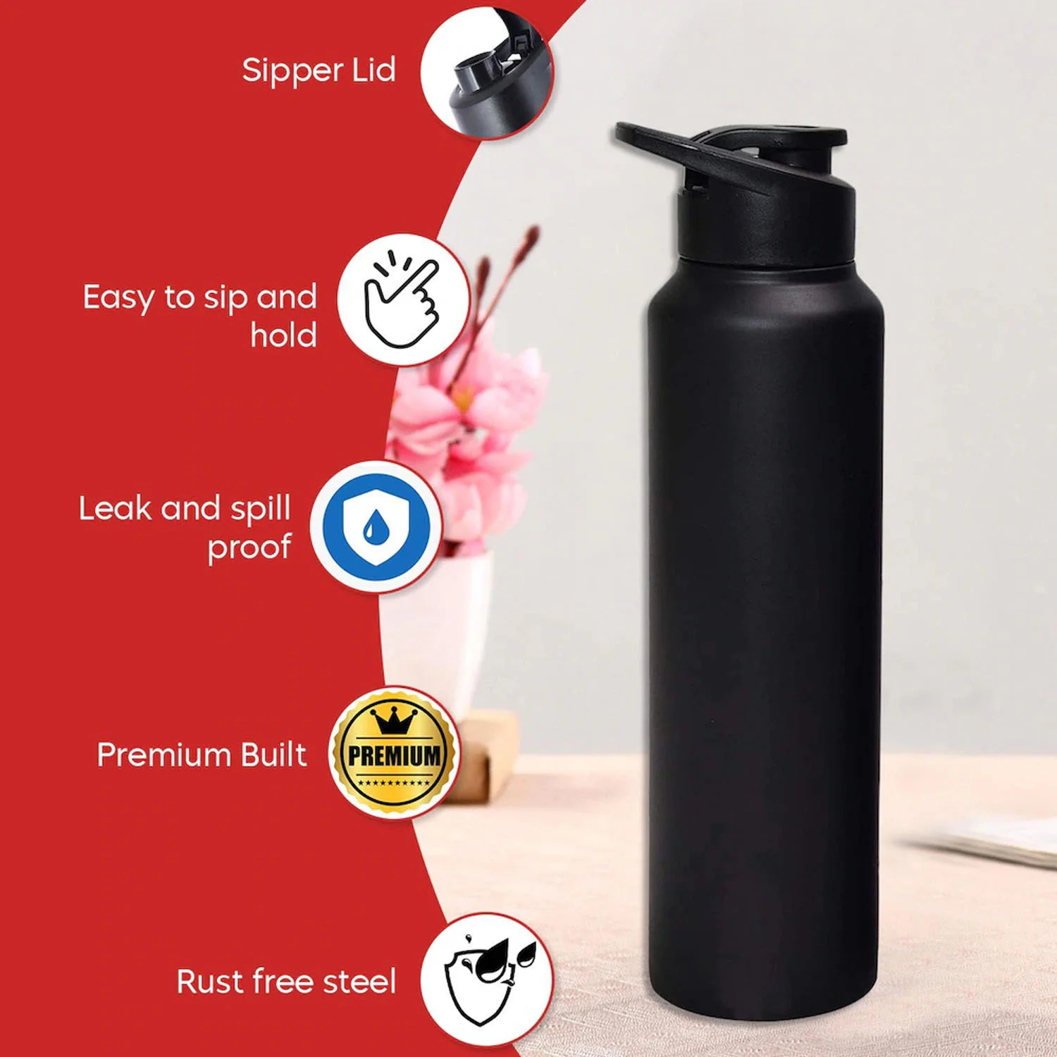 Sports Water Bottle 1000ml – Leak-Resistant Flip-Top Stainless Steel - Image 8