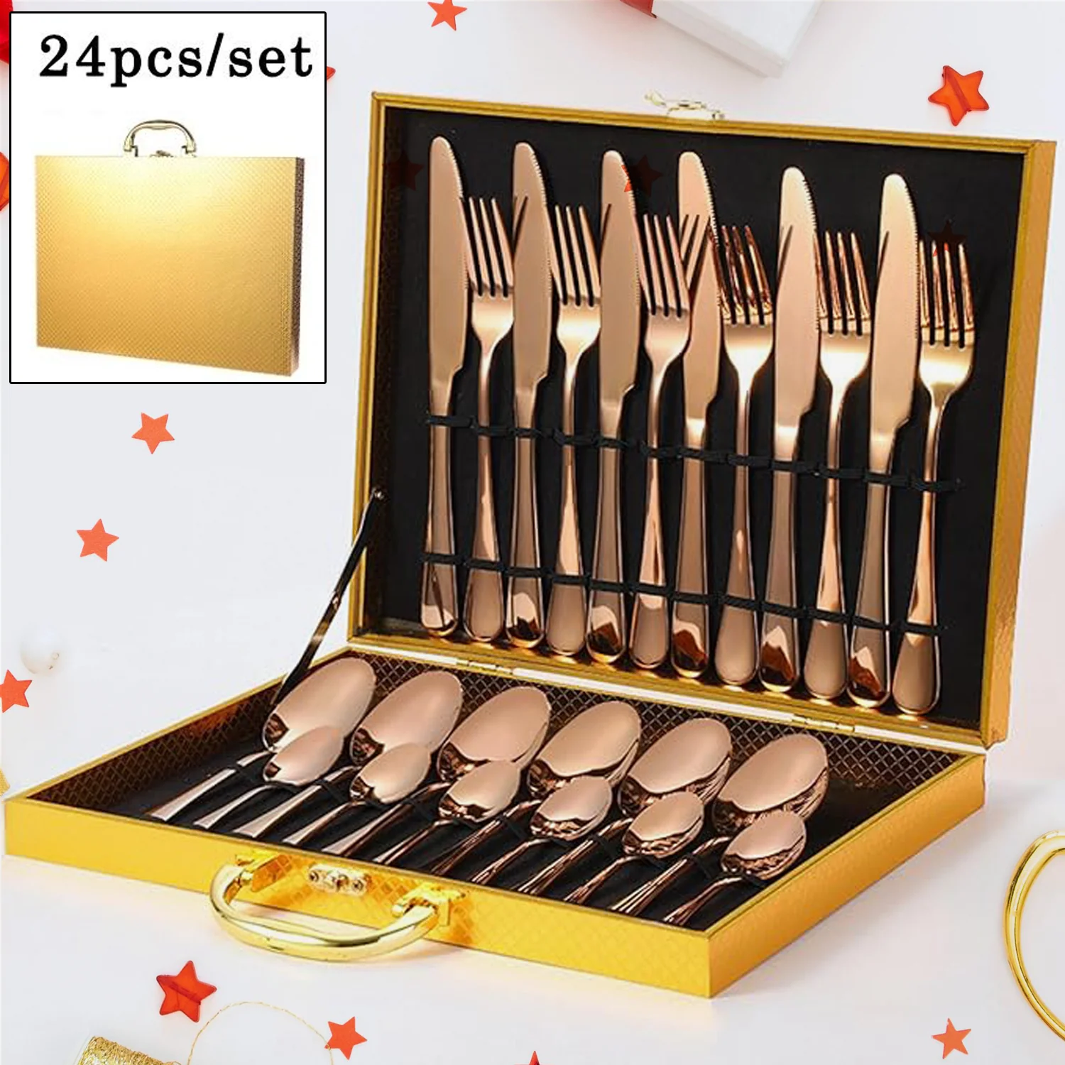 Gold Flatware Set – 24-Piece Luxury Dining | Serve Stellar - Image 4