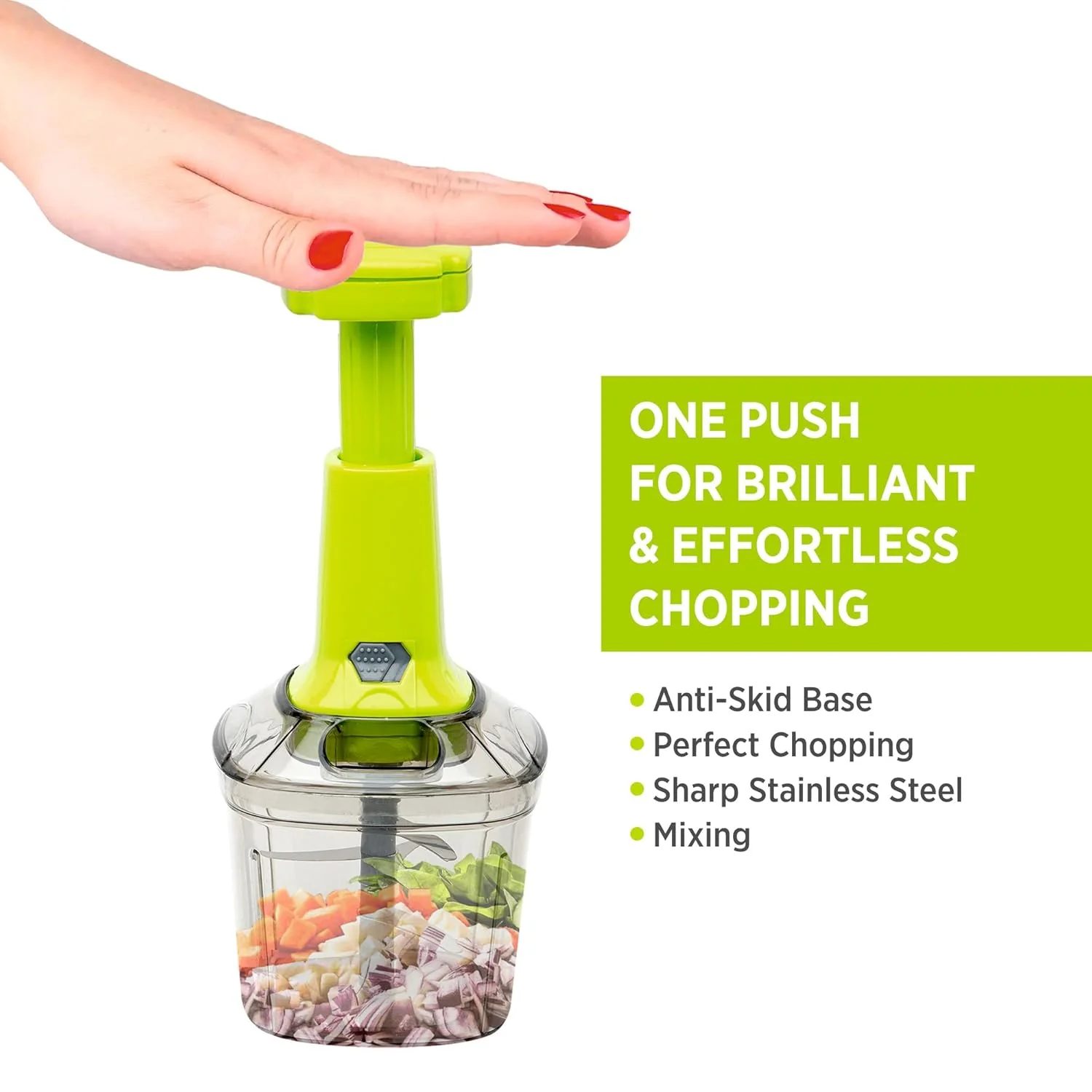 Manual Vegetable Chopper – 1100ML 2-in-1 Push Cutter | CookAura - Image 6