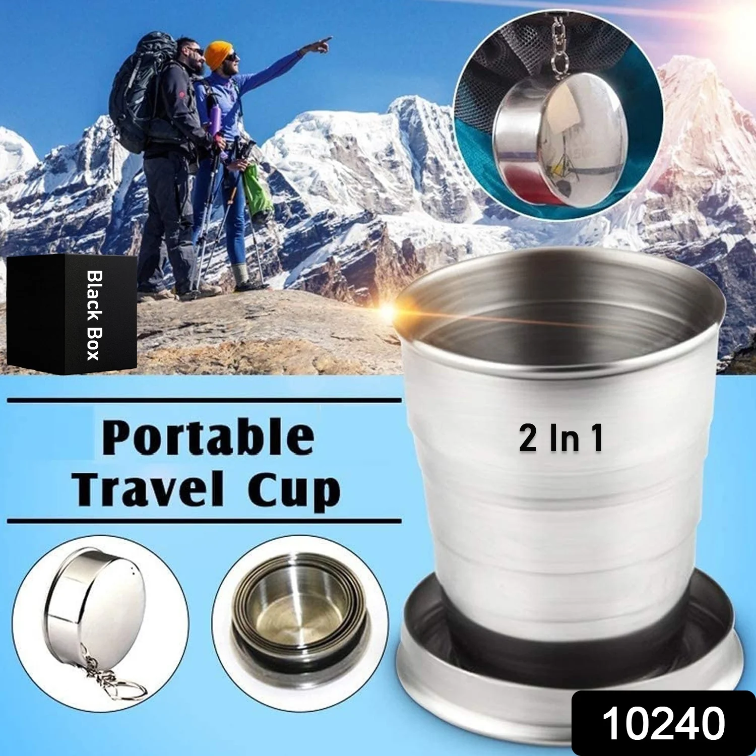 Folding Camping Cup – Stainless Steel Portable with Keychain | hydrozilla - Image 8