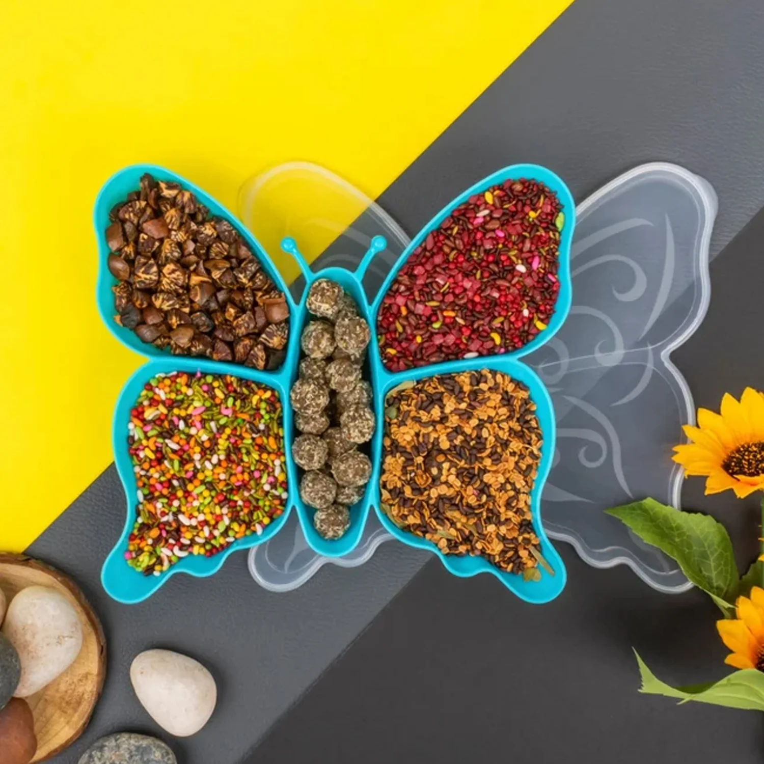 Butterfly Serving Tray – 5 Compartment Plastic | Tidy Table - Image 4