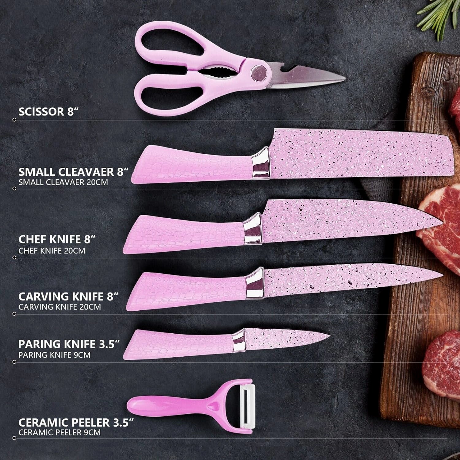 Chef Knife Set – 6 Pcs Stainless Steel Ceramic Coated | Quickslice - Image 6