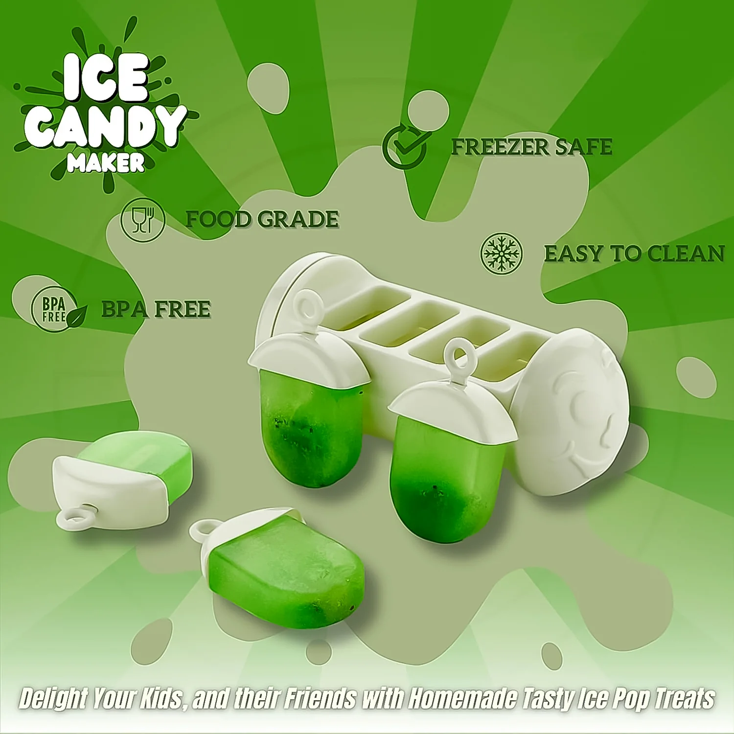 Ice Candy Maker – 4 Compartment Homemade Kulfi Mould | Konvex - Image 3
