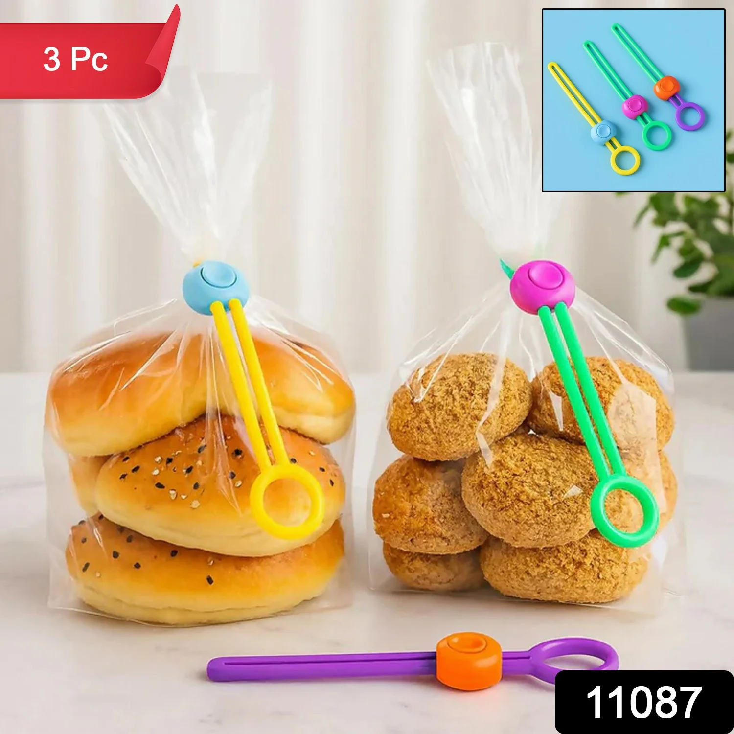 Silicone Food Bag Clips – Reusable Sealing Lock 3 Pack - Image 2
