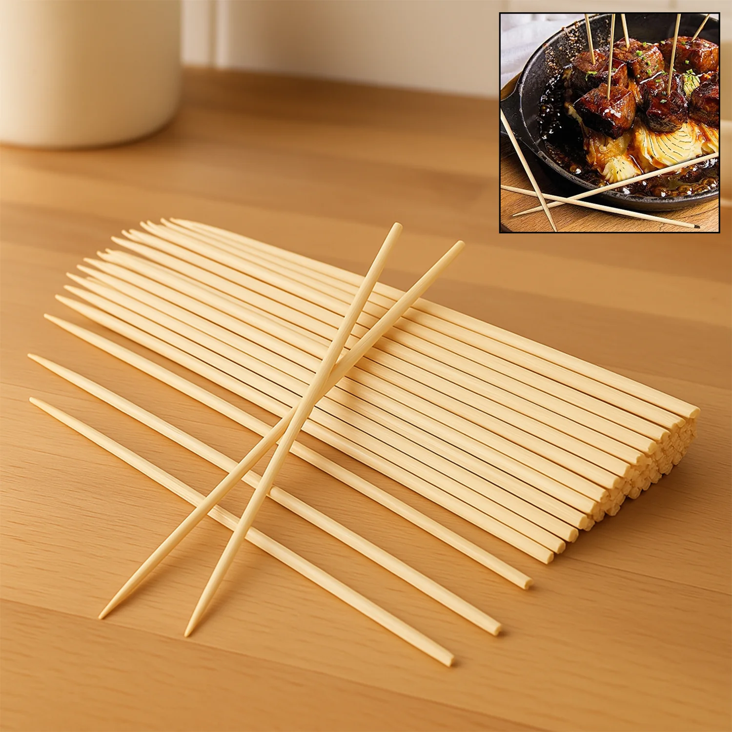 Natural Bamboo Skewers 15cm – Eco-Friendly BBQ Sticks | ChefArmor - Image 2