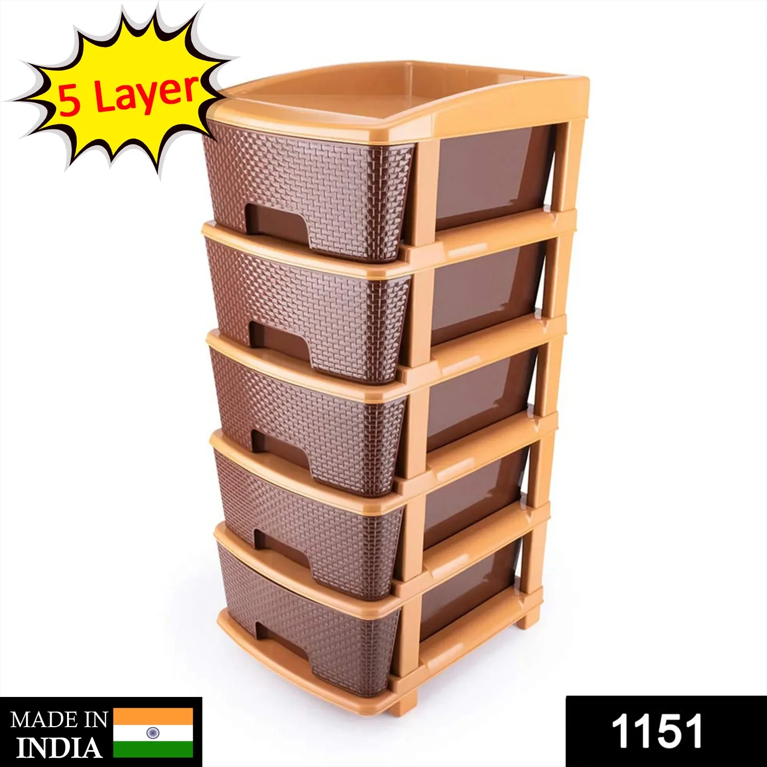 Plastic Modular Drawer – 5-Tier Brown Storage | Organivo - Image 2