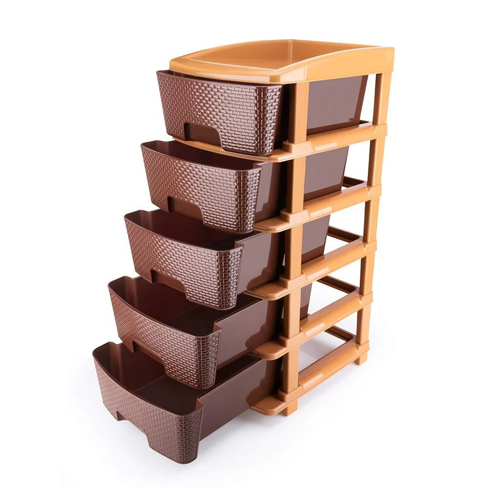 Plastic Modular Drawer – 5-Tier Brown Storage | Organivo - Image 4