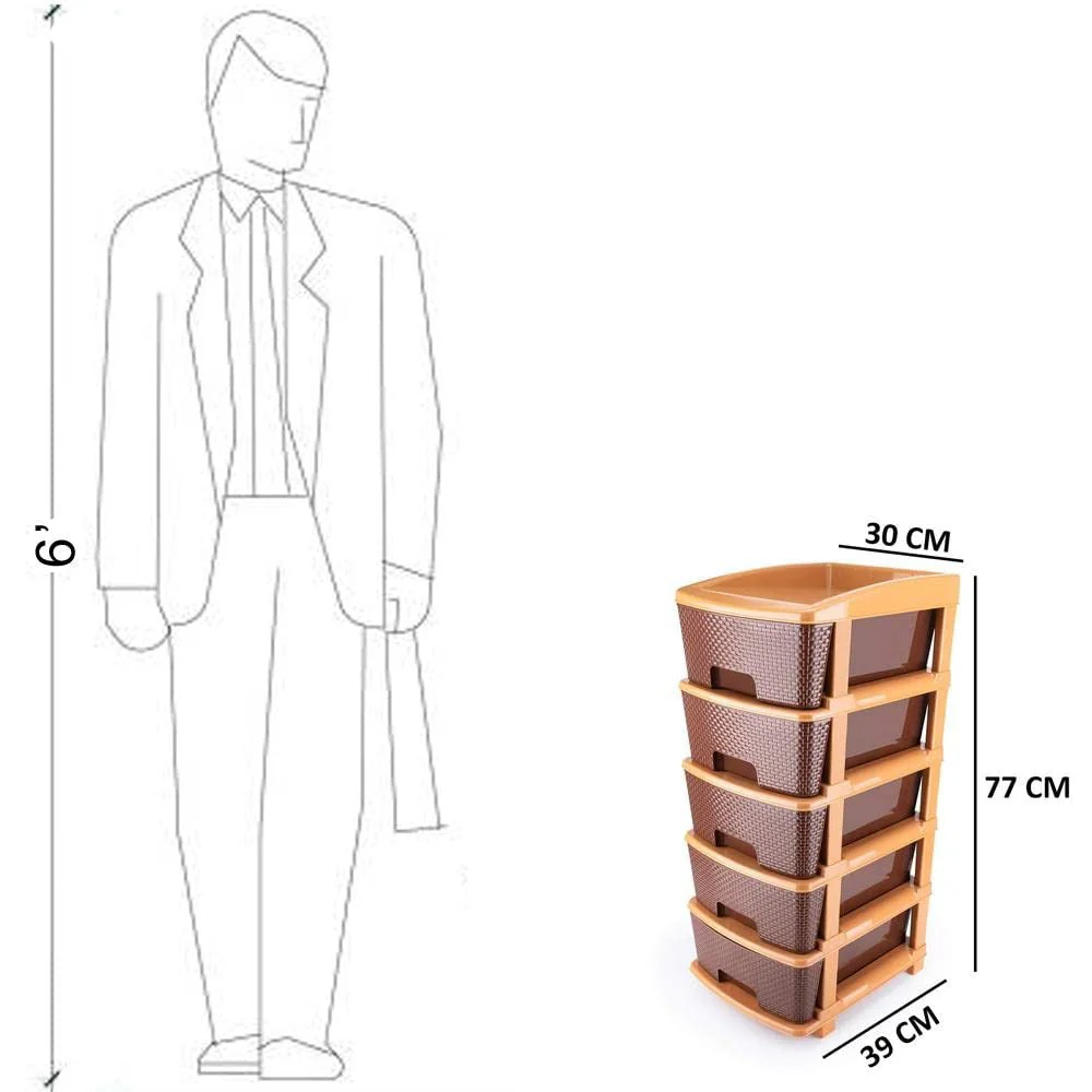 Plastic Modular Drawer – 5-Tier Brown Storage | Organivo - Image 5