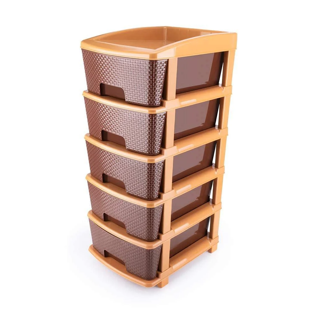 Plastic Modular Drawer – 5-Tier Brown Storage | Organivo - Image 7