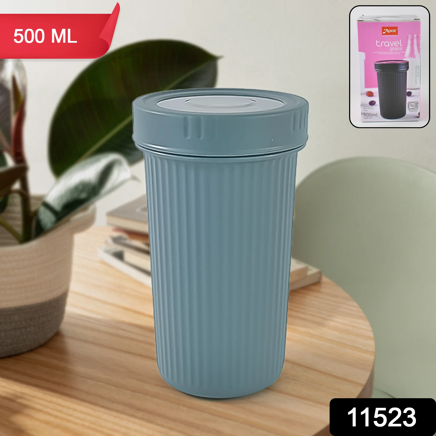 Travel Glass 500ml – Double Wall Steel with Airtight Lid - Image 2