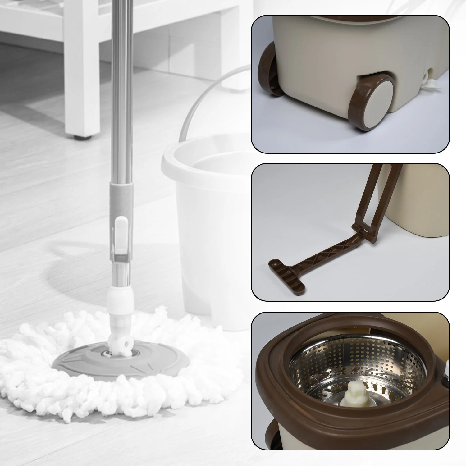 Spin Mop with Bucket – 360° Microfiber Floor Cleaner | Velvet Wipe - Image 3