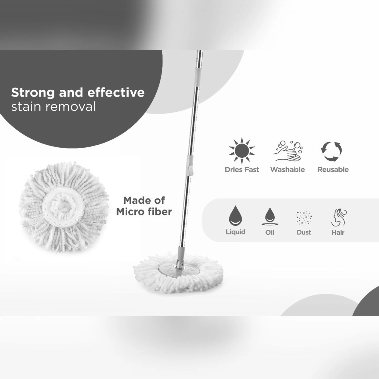 Spin Mop with Bucket – 360° Microfiber Floor Cleaner | Velvet Wipe - Image 7