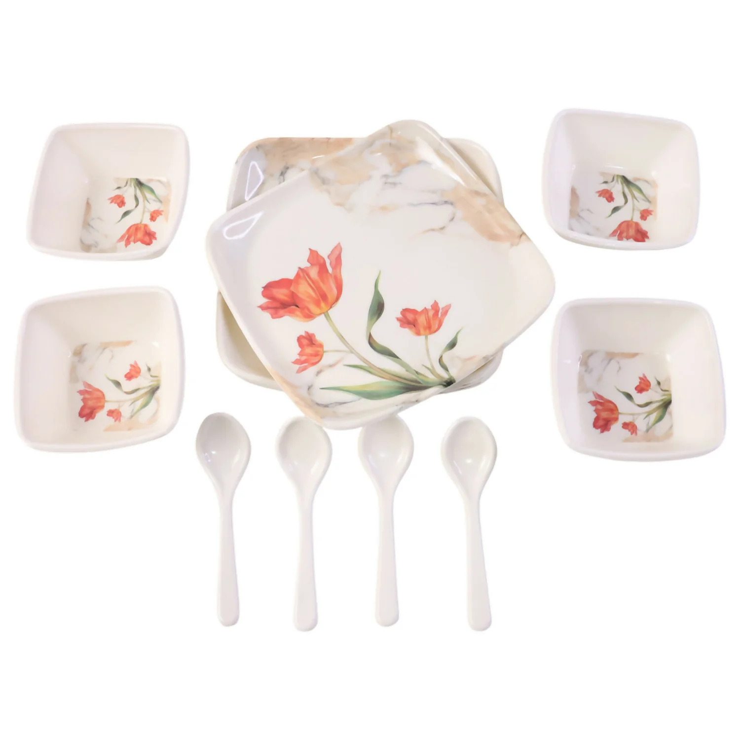 Floral Dinner Set – Elegant 12-Piece Melamine Dining Collection - Image 5