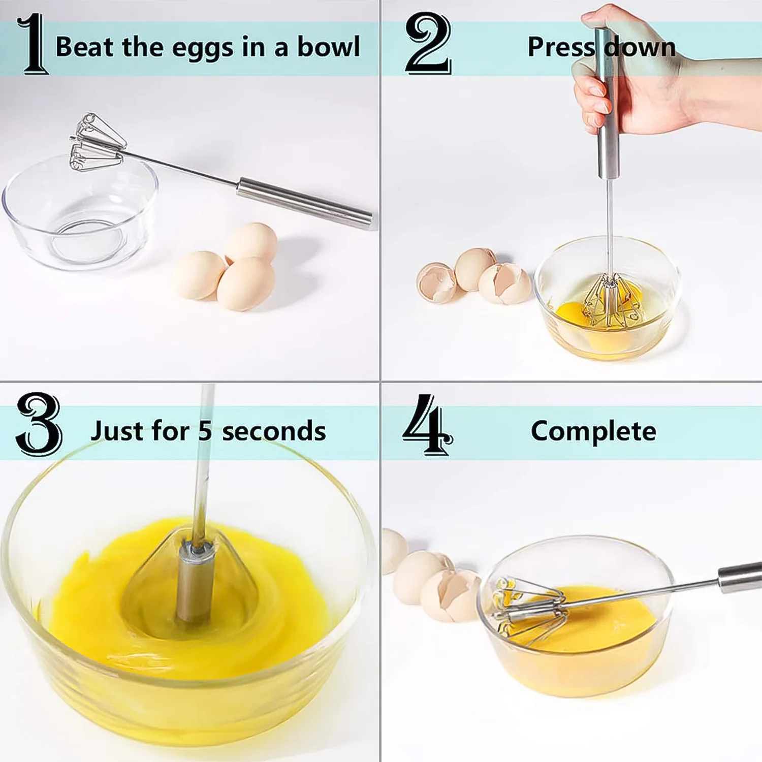 Hand Push Mixer – Stainless Steel Egg Whisk & Blender | Konvex - Image 3