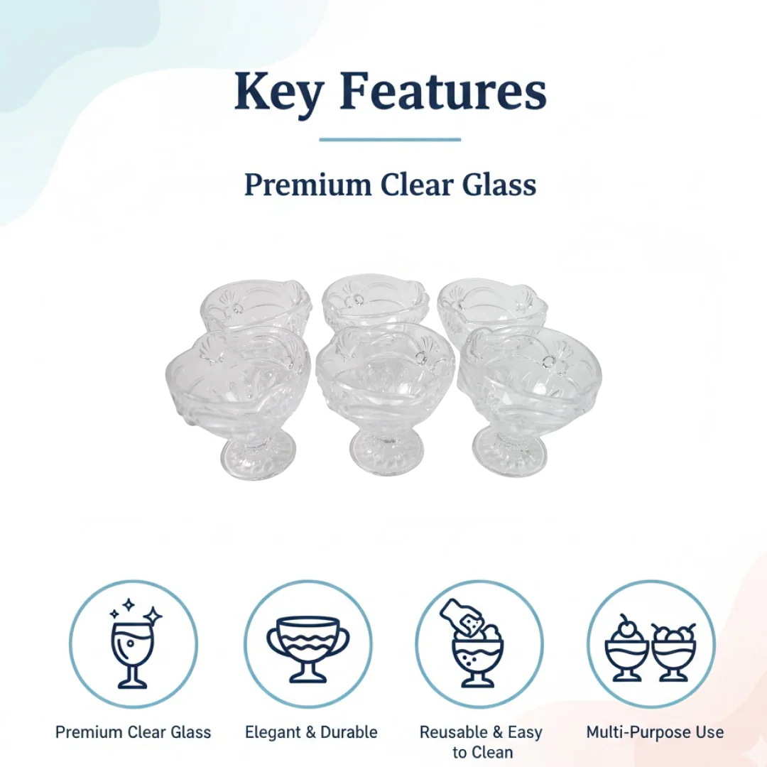 Glass Ice Cream Cups – Elegant Dessert Serving Set (6 Pcs) | Styleva - Image 2