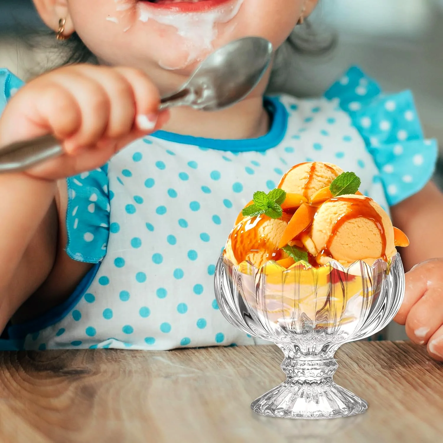 Glass Ice Cream Bowls – Set of 6 Clear Dessert Cups | Indo Glow - Image 4