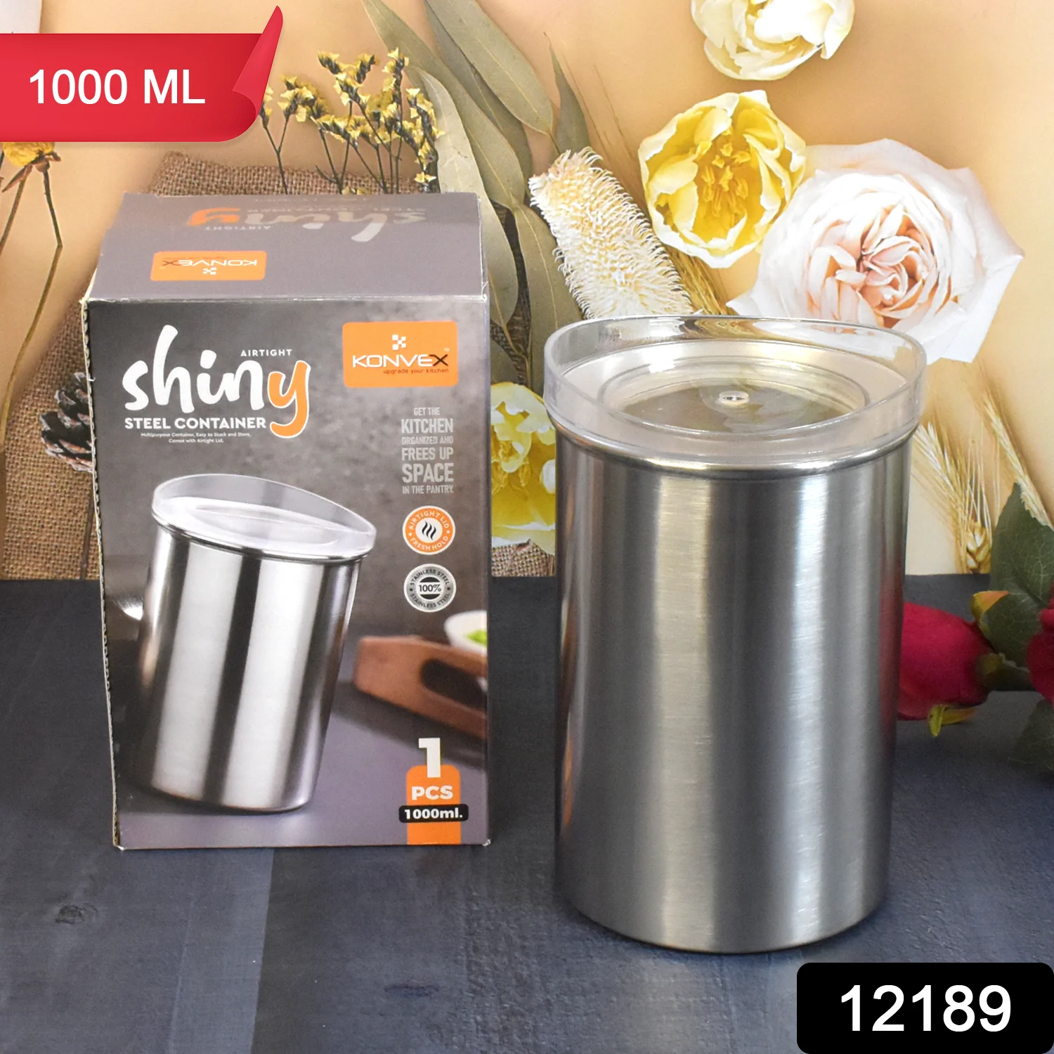 Stainless Steel Airtight Container – 1000 ML with Lid | Konvex - Image 2