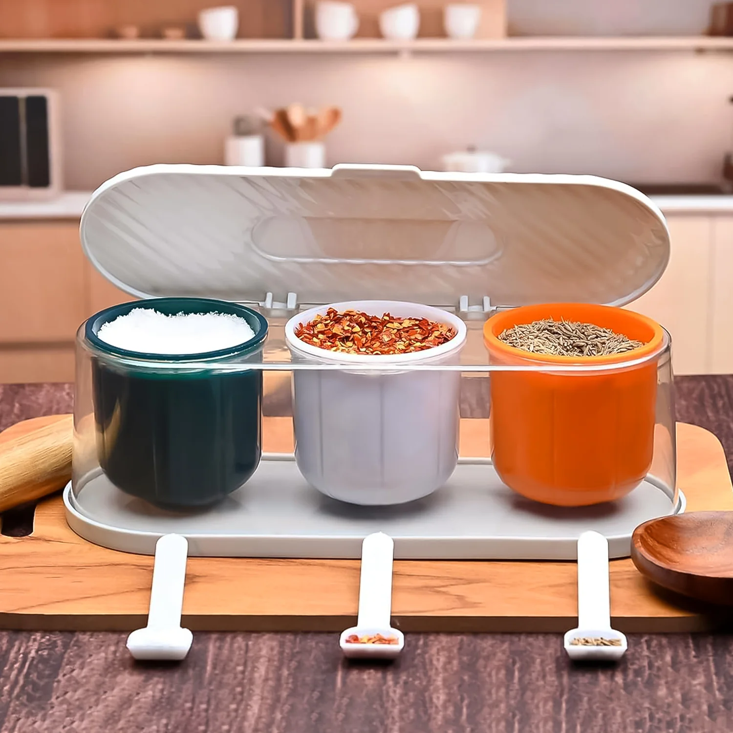 Spice Box – 3-Grid Masala Storage with Spoons | Tidy Table - Image 4