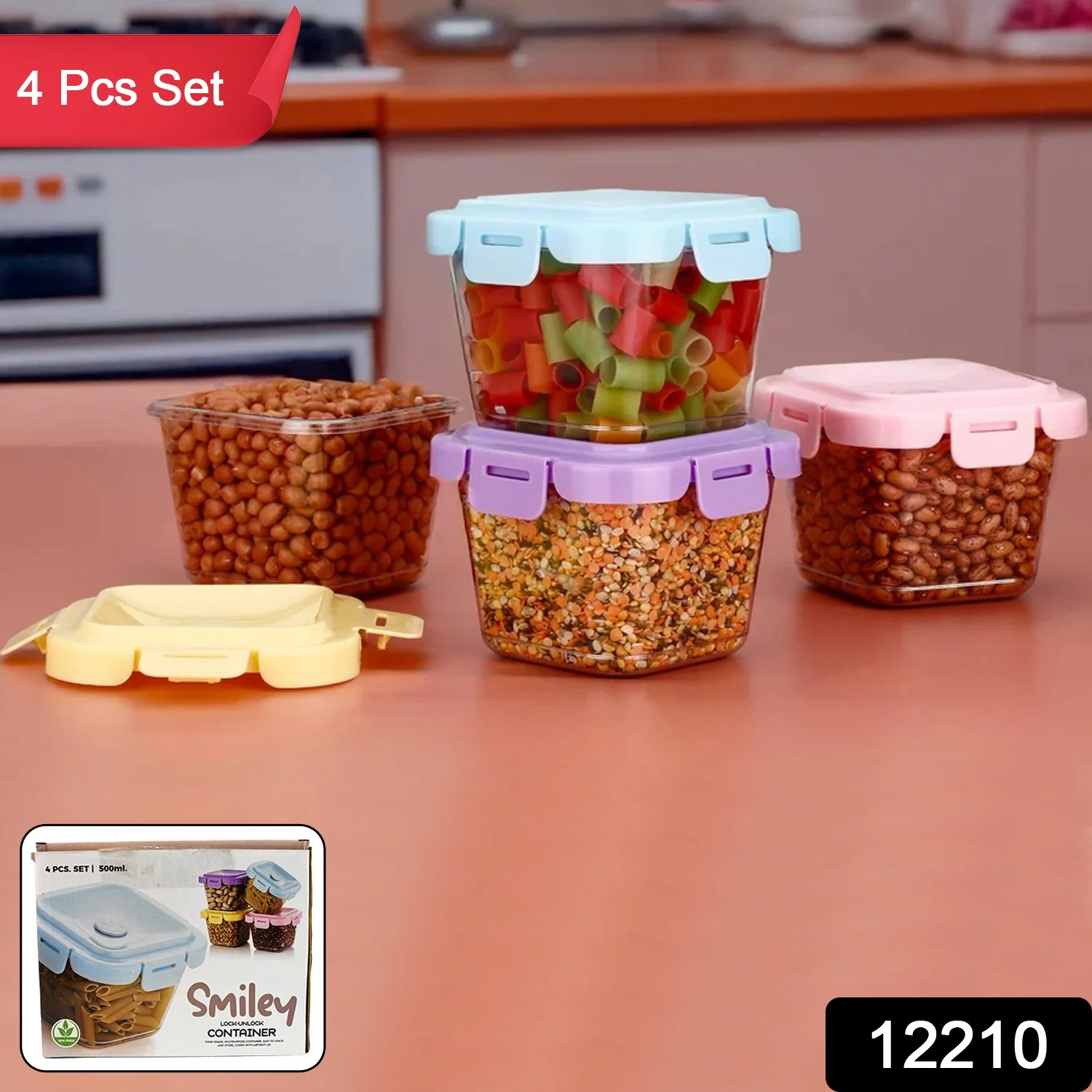 Plastic Food Storage Containers – 500ml 4 Pcs Leak-Proof Set | Organivo - Image 3