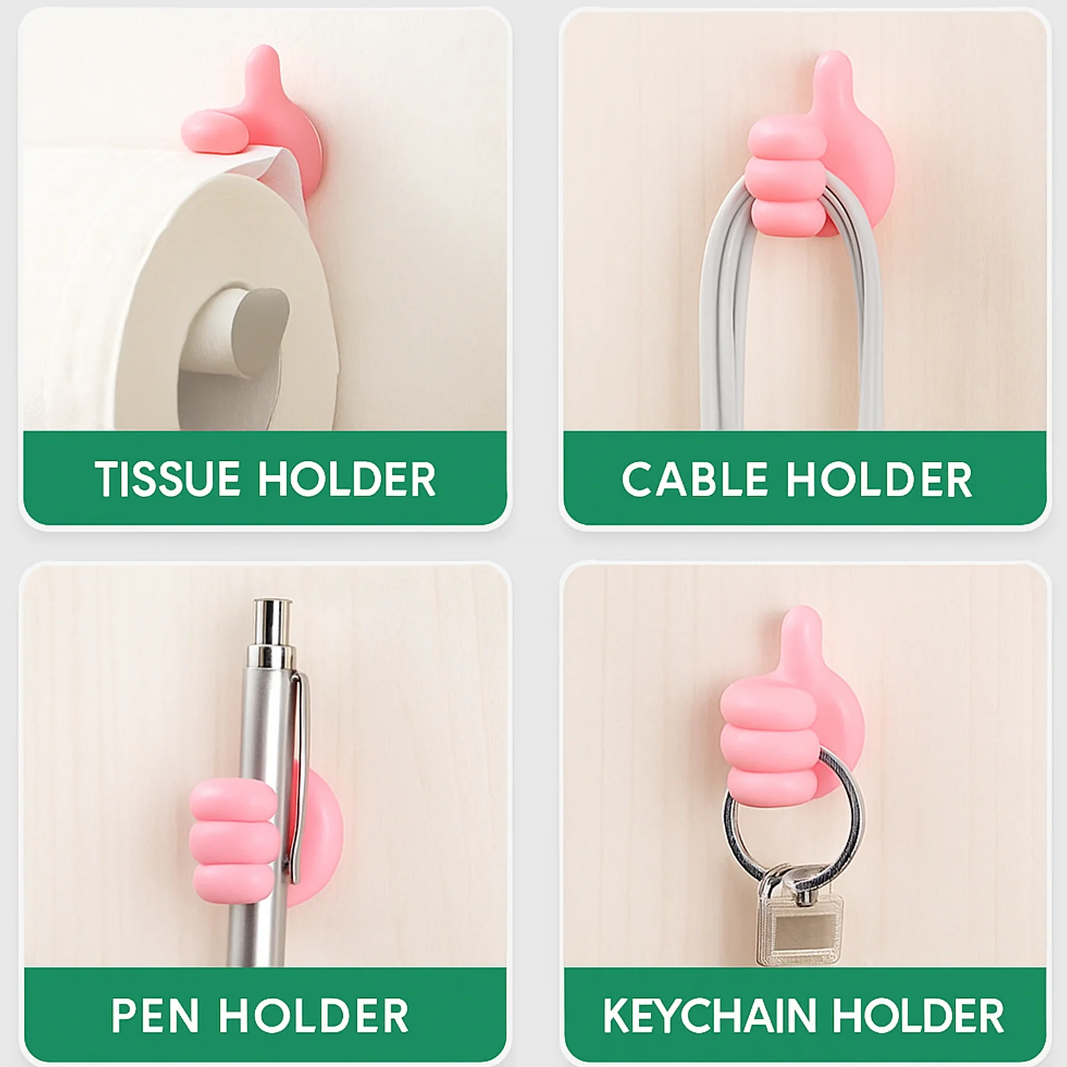 Hand-Shaped Wall Clip Holder – Pink Silicone Cable Organizer - Image 6