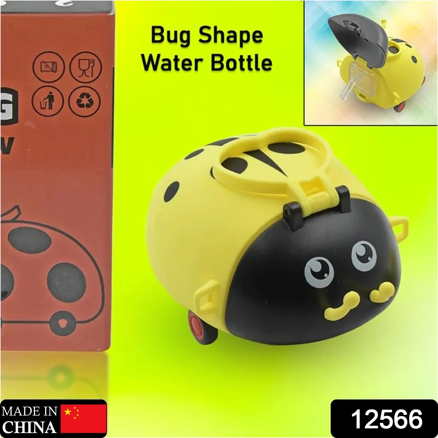 Kids Water Bottle – Cute Bug Shape, 1L with Straw & Strap | Own Hydrate - Image 2