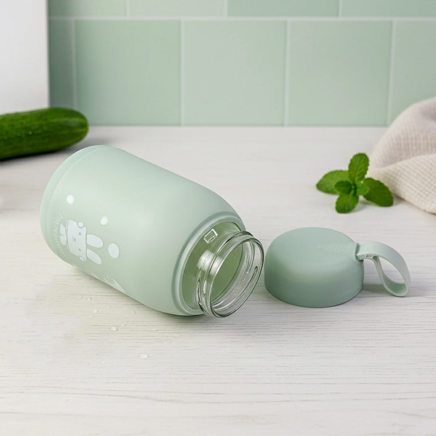 Rabbit Printed Insulated Glass Water Bottle – Leak Proof 330ml - Image 7