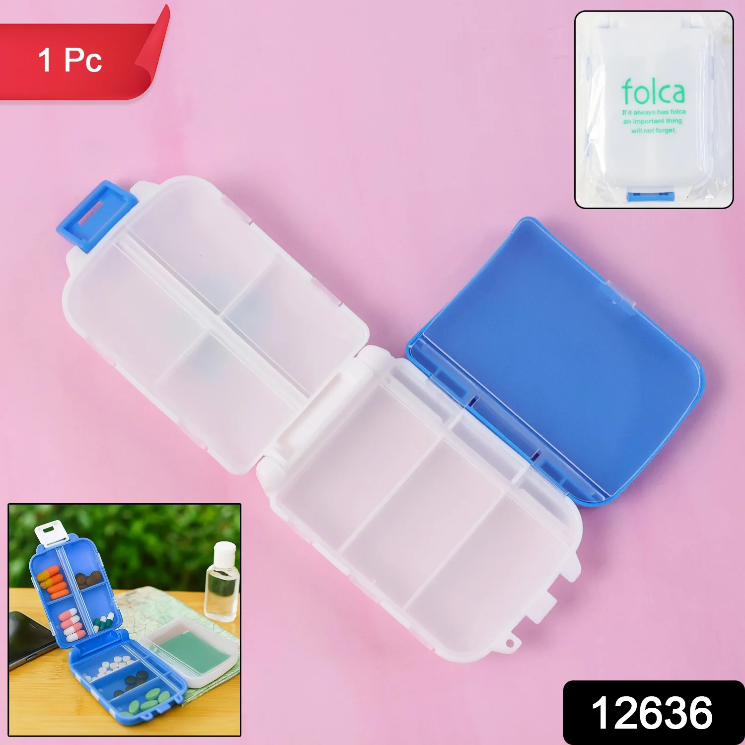 Dual-Sided Pill Organizer Box – Portable 8-Compartment Medicine Case - Image 2