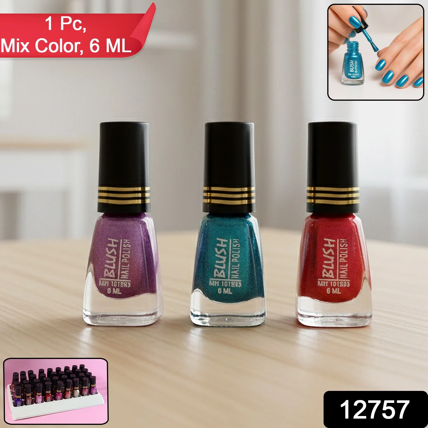 Metallic Mini Nail Polish – 6 ML Quick-Dry Glitter Finish - Image 2