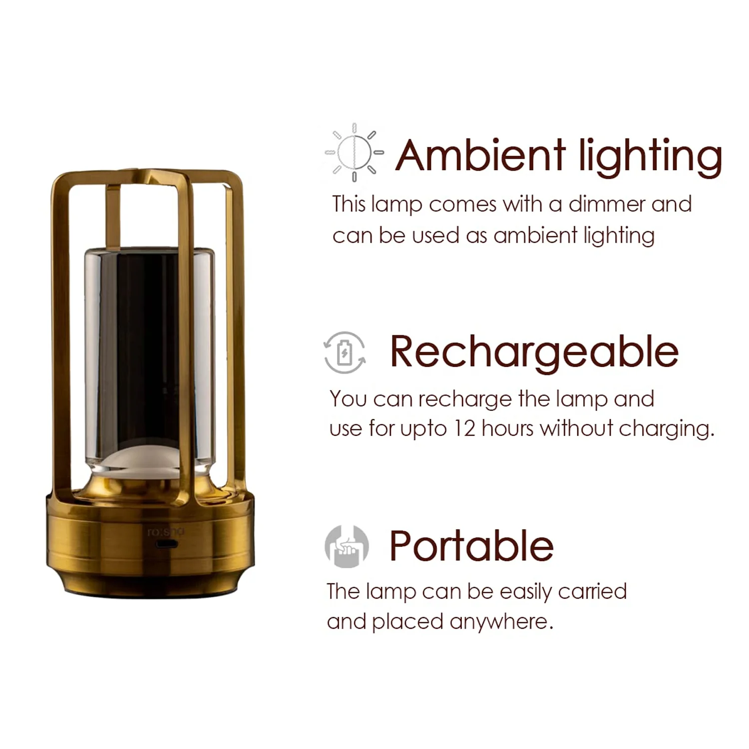 Crystal Table Lamp – 3-Color Rechargeable LED Light | Indo Glow - Image 5