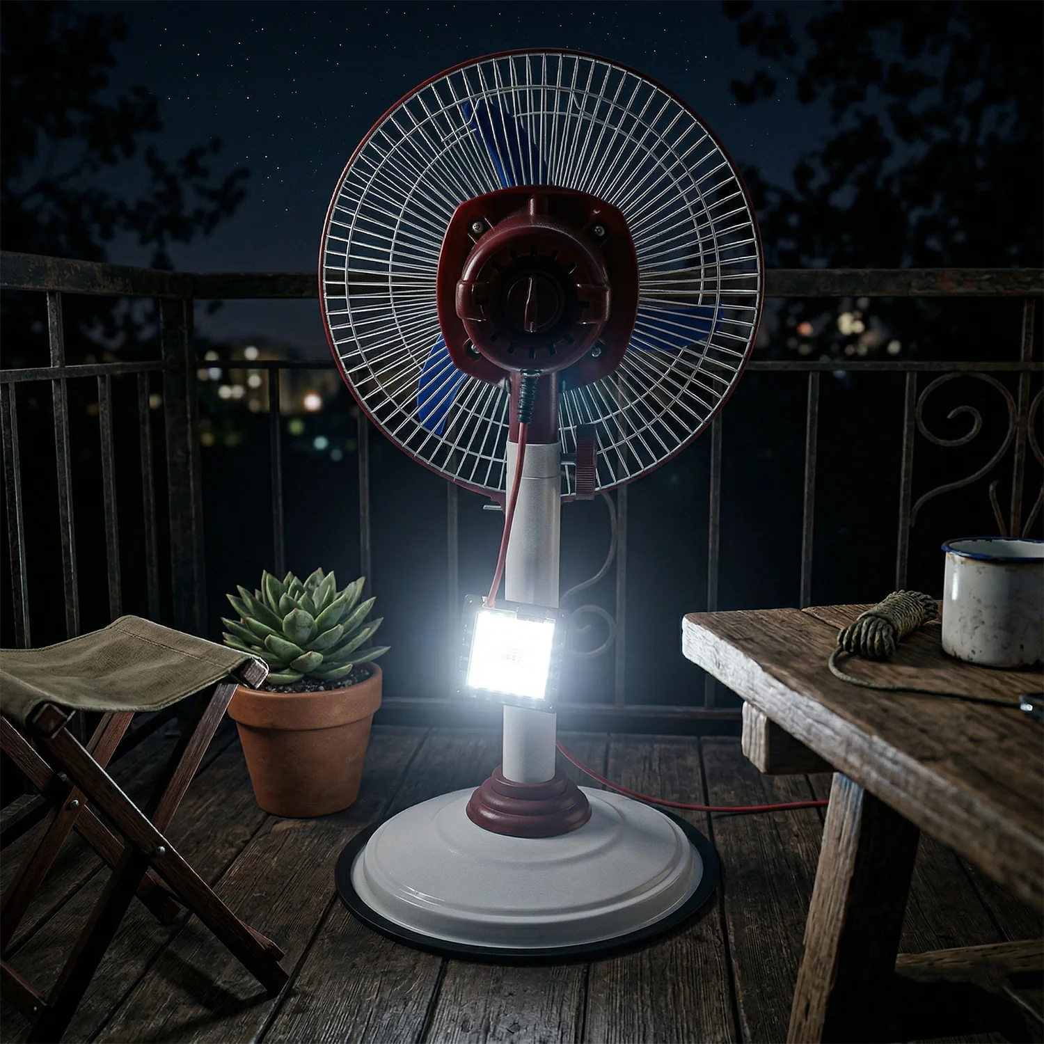Pedestal Fan – Adjustable Height with LED Light & Rechargeable Power - Image 5