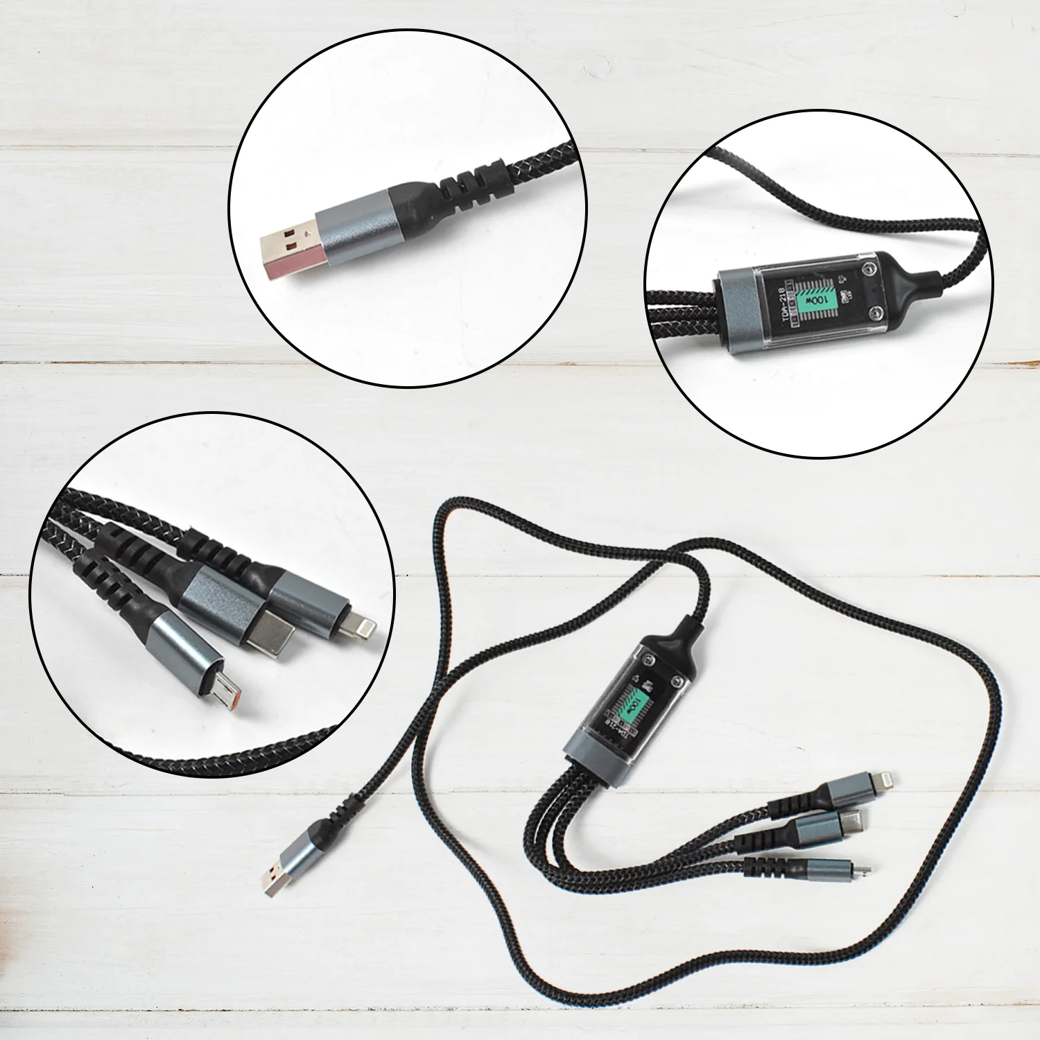 100W 3-in-1 Fast Charging Cable – Universal Multi-Device | Phonixio - Image 7