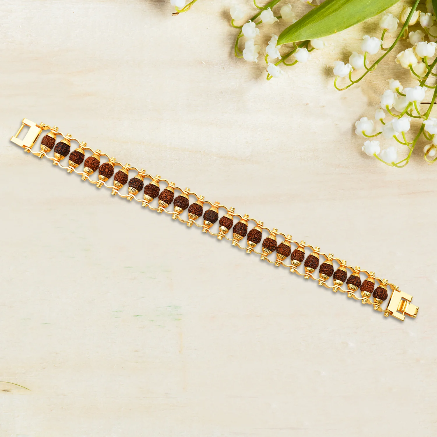 Rudraksha Bracelet – Golden Modern Design for Meditation | Bracelet Bar - Image 6