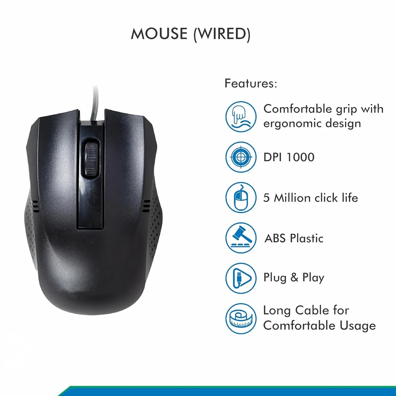 Wired Optical Mouse – Reliable USB for Laptops & PCs | Compshop - Image 6