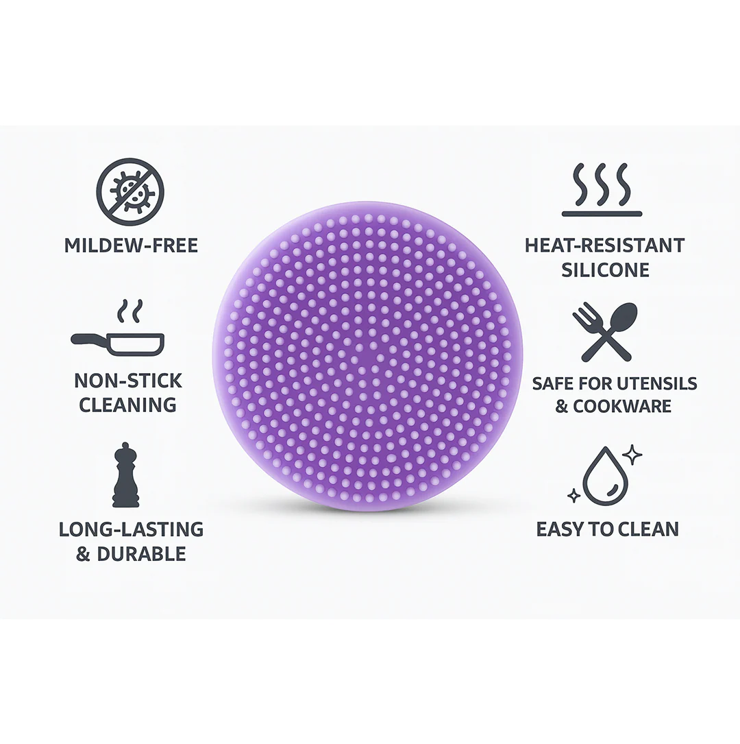 Silicone Dish Scrubber – Mildew-Free & Non-Stick | Velvet Wipe - Image 4