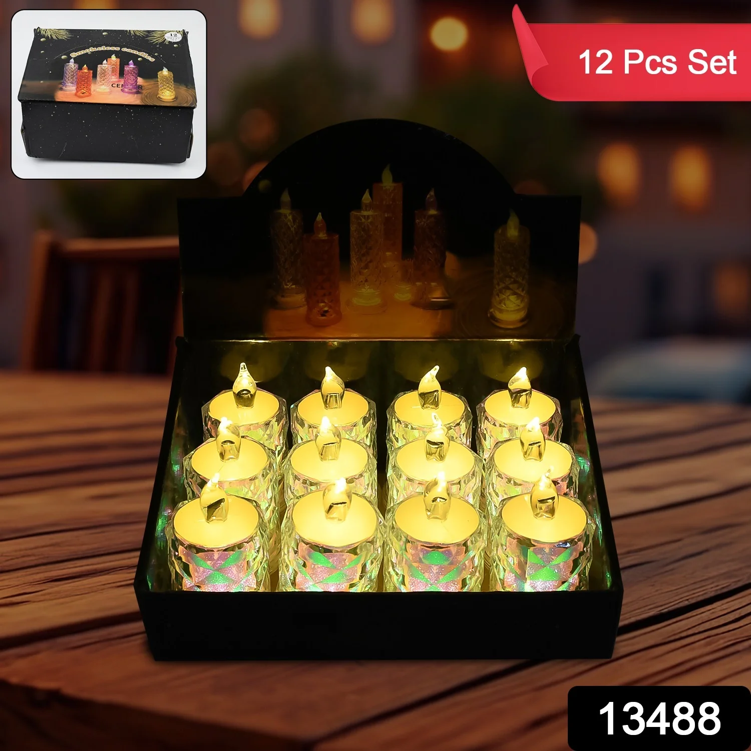 LED Tealight Candles 12 Pack – Flameless Diwali Decor | Styleva - Image 2