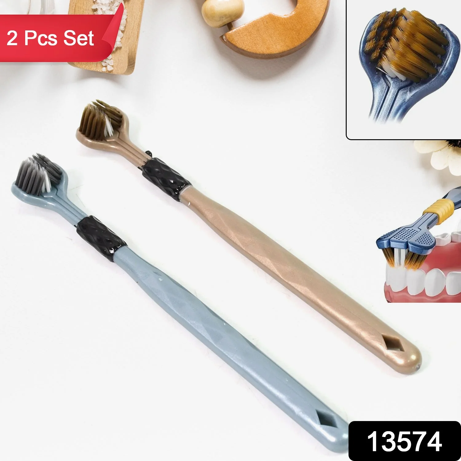 3-Sided Toothbrush – Soft Bristle Set for Complete Oral Care | BrushedUp - Image 2