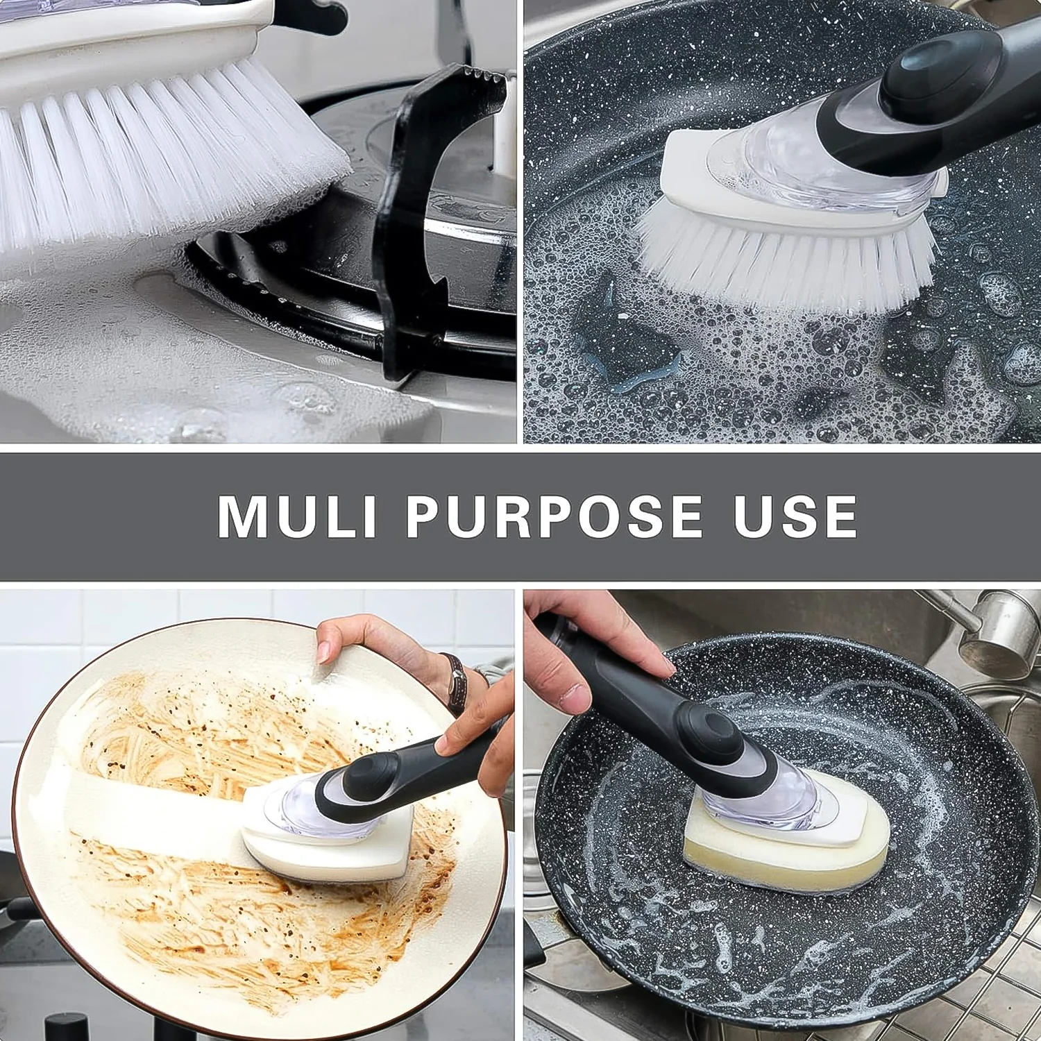 Soap Dispensing Dish Brush – Refillable Kitchen Scrubber | VelvetBubbles - Image 4