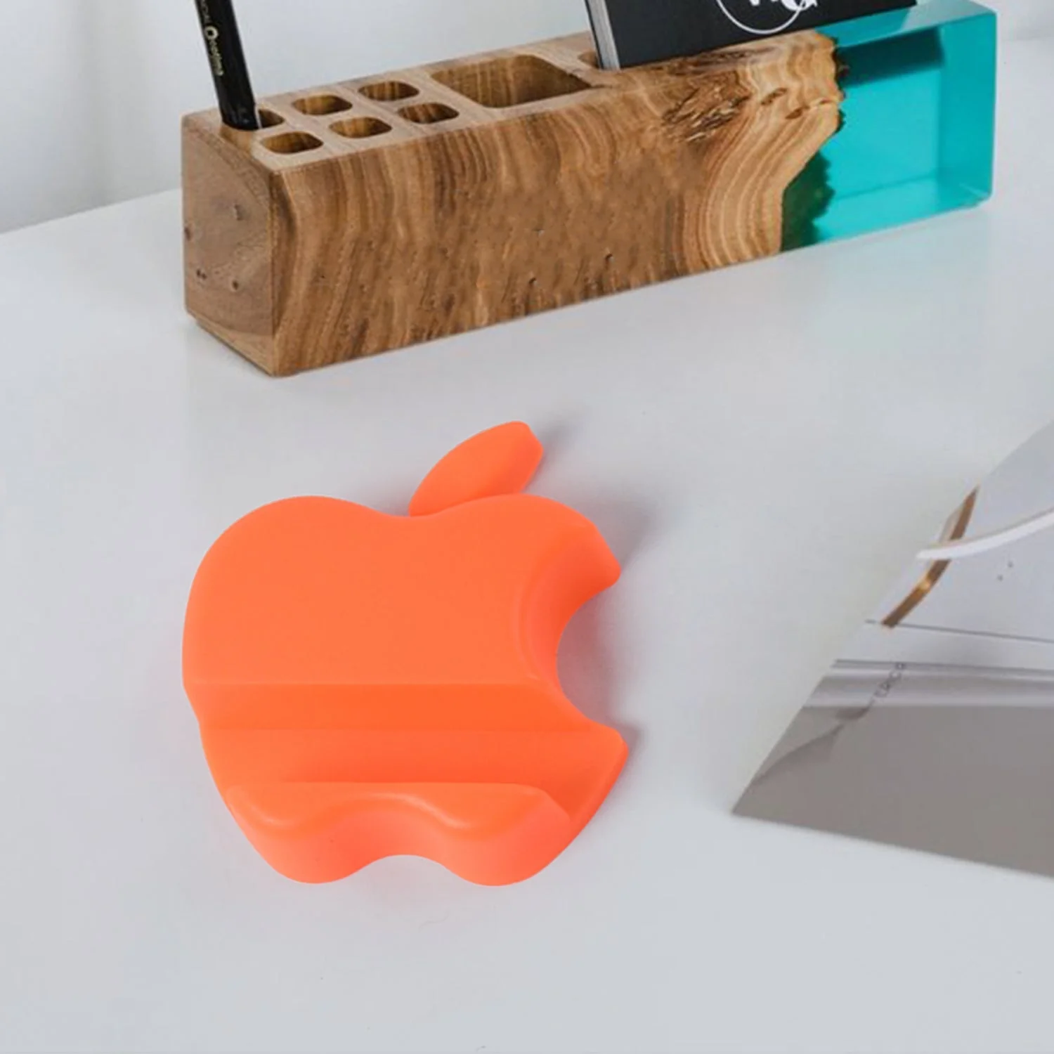Apple Shape Mobile Phone Holder – Compact Plastic Stand - Image 4