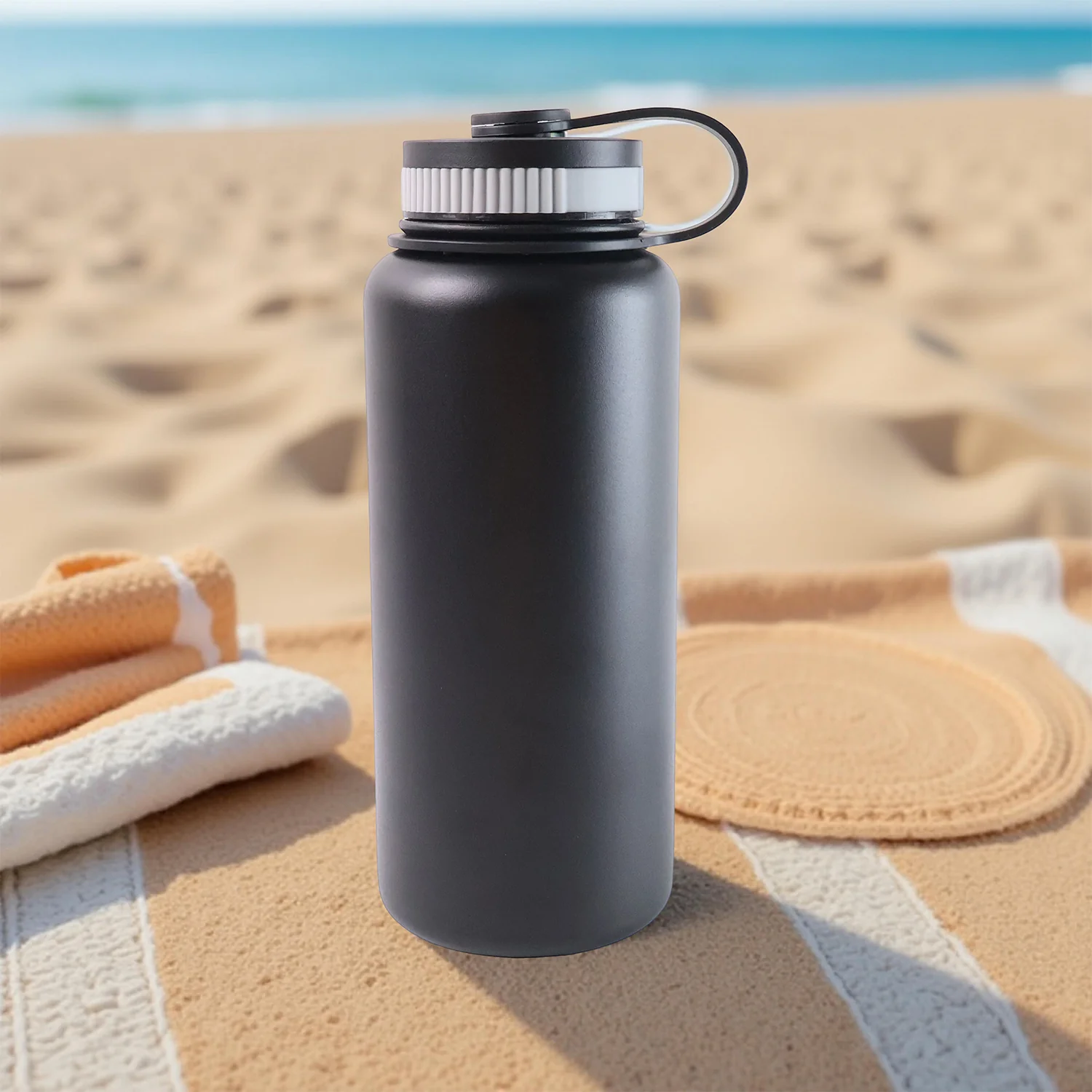 Black Vacuum-Insulated Stainless Steel Water Bottle – 1000ml Durable & Leakproof - Image 4