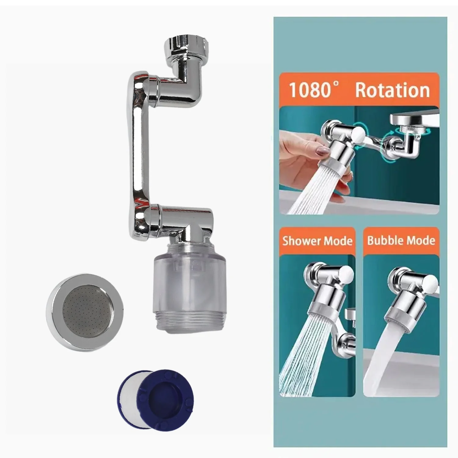 Rotating Faucet Sprayer – 1080° Swivel & Dual Flow | Bathora - Image 9