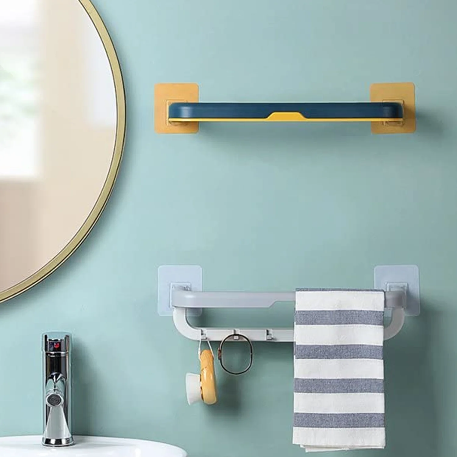 Wall Mounted Towel Holder – Double Bar & Folding Shelf | Siplix - Image 4