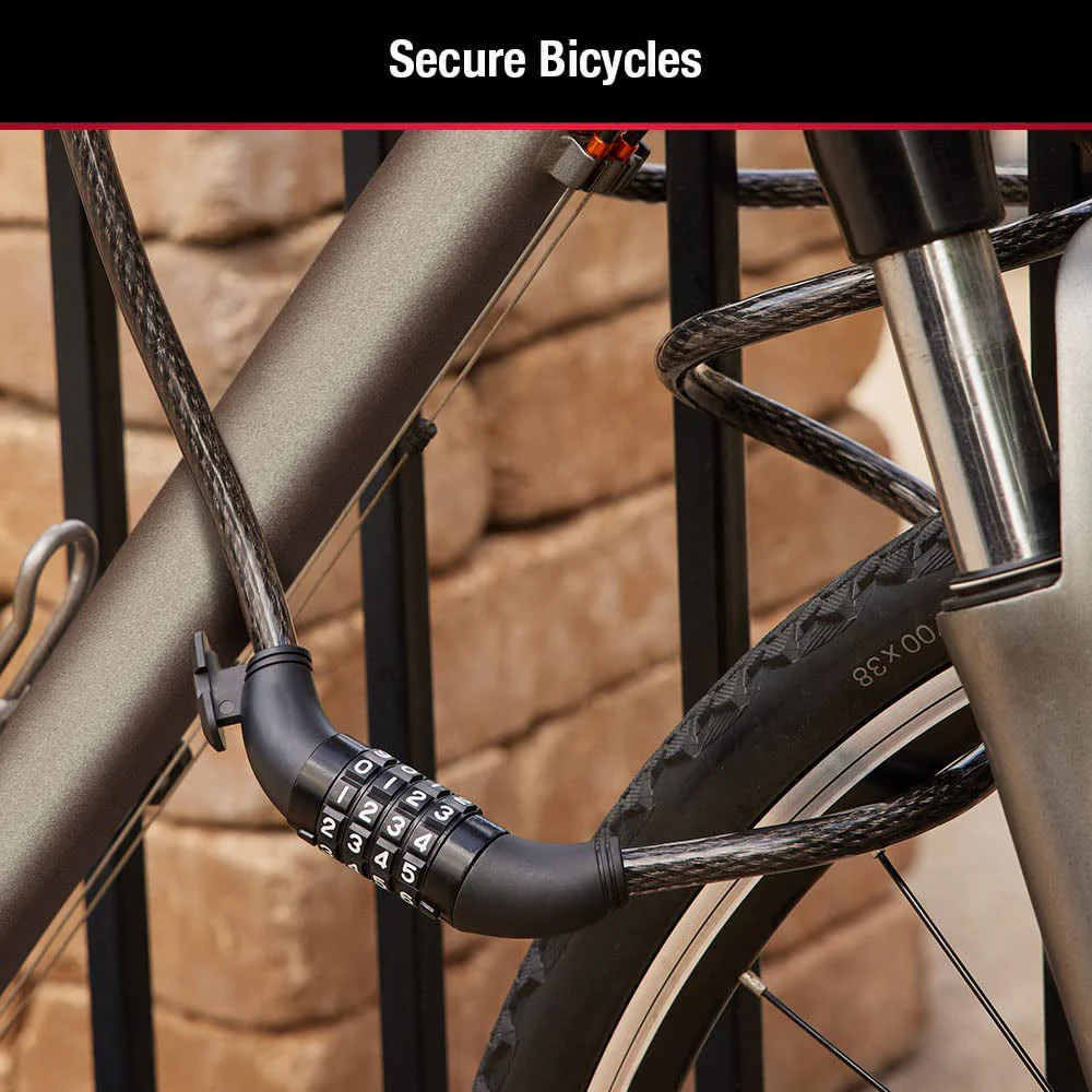 Bicycle Cable Lock – Heavy Duty 4-Dial Combination, Multi-Use | Safora - Image 4
