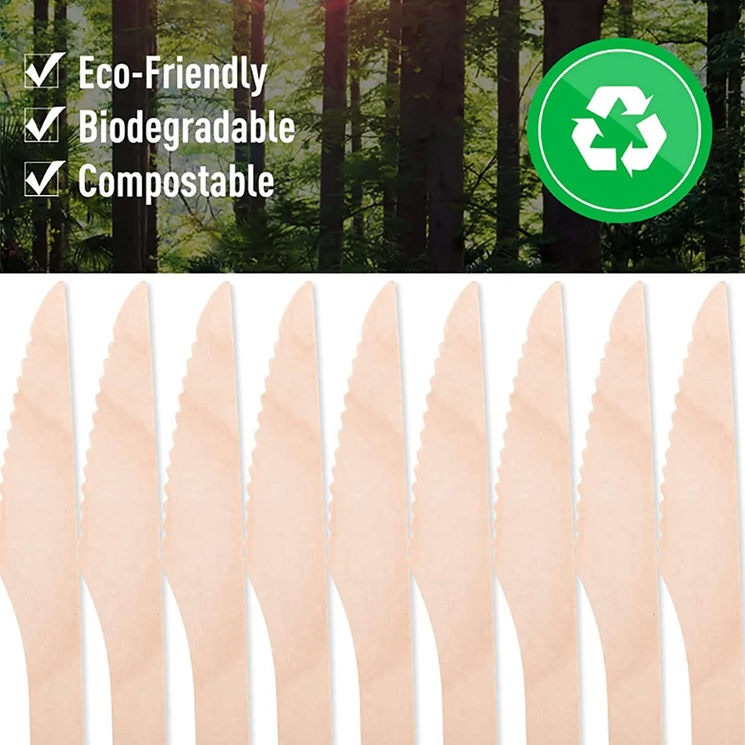 Wooden Knife – 165mm Smooth, Eco-Friendly Cutlery 30 Pcs Pack - Image 3