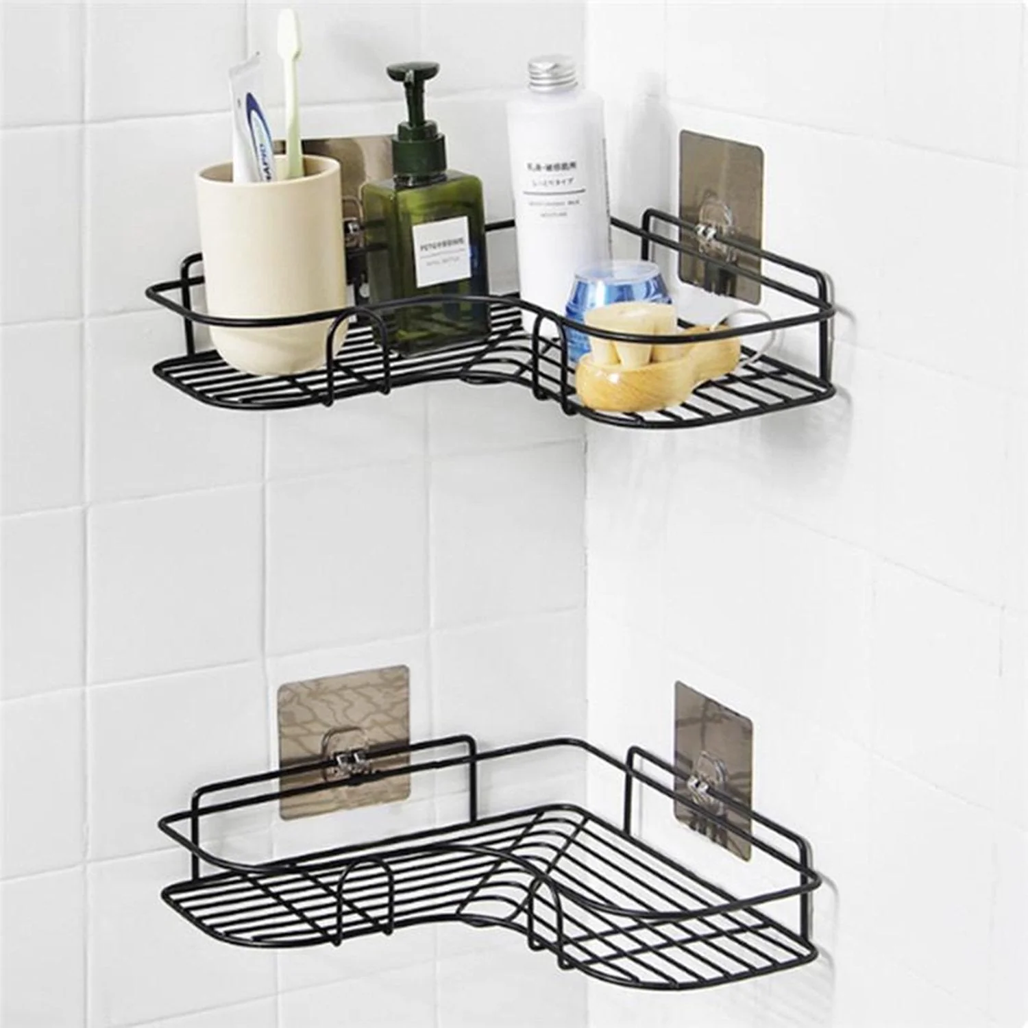 Corner Shelf Organiser – Stainless Steel Self-Adhesive | Bathora - Image 3