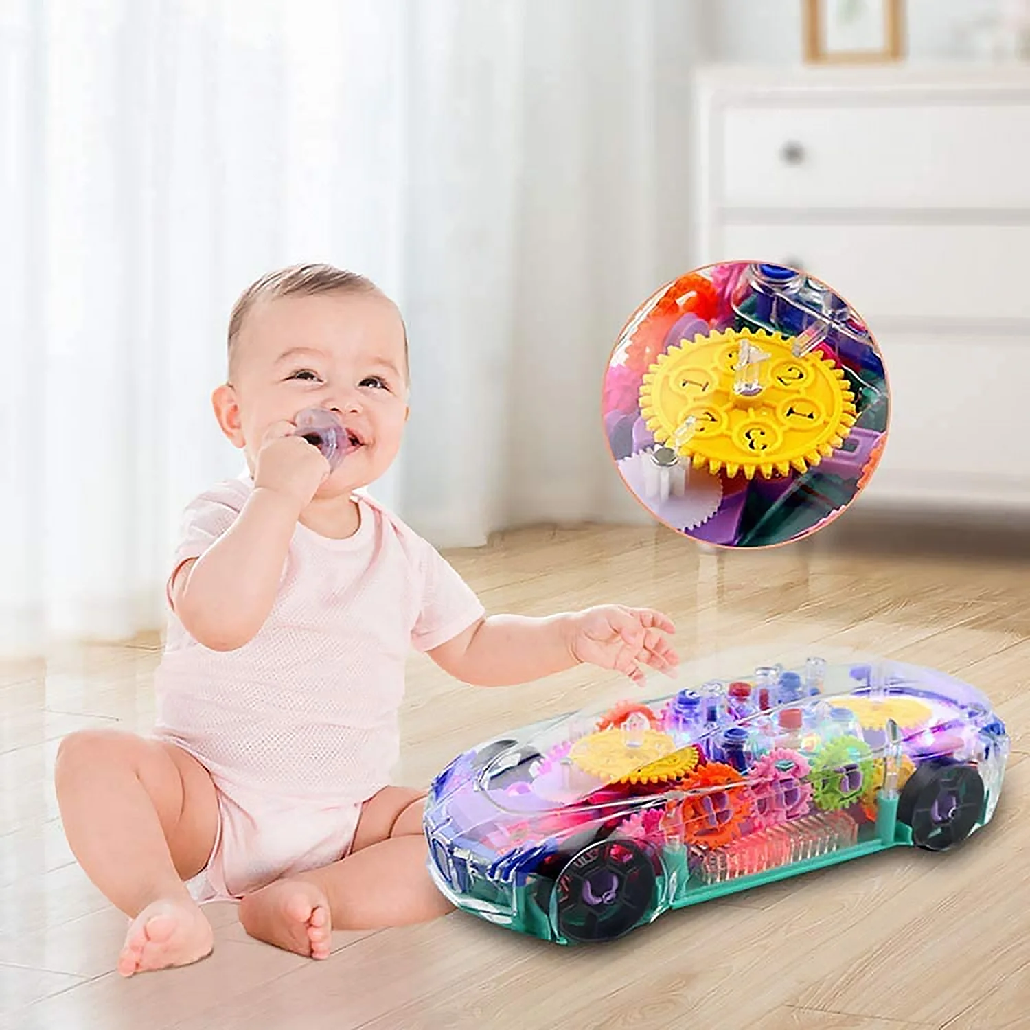 Gear Car Toy – Transparent, Musical & 3D Lights for Kids | Spark Tots - Image 7