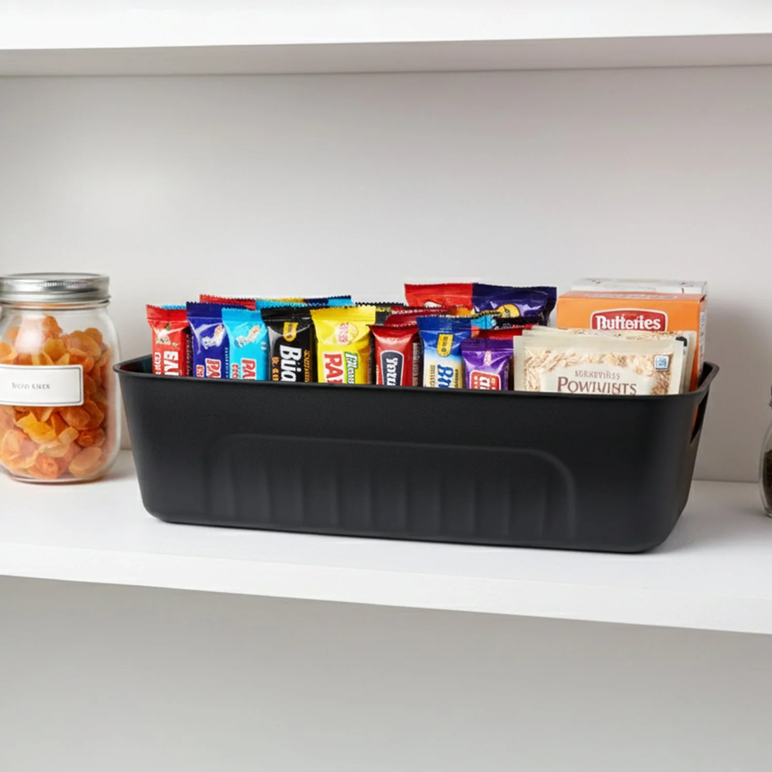 Black Plastic Storage Basket Tray – 4-Piece Stackable Organizer - Image 7