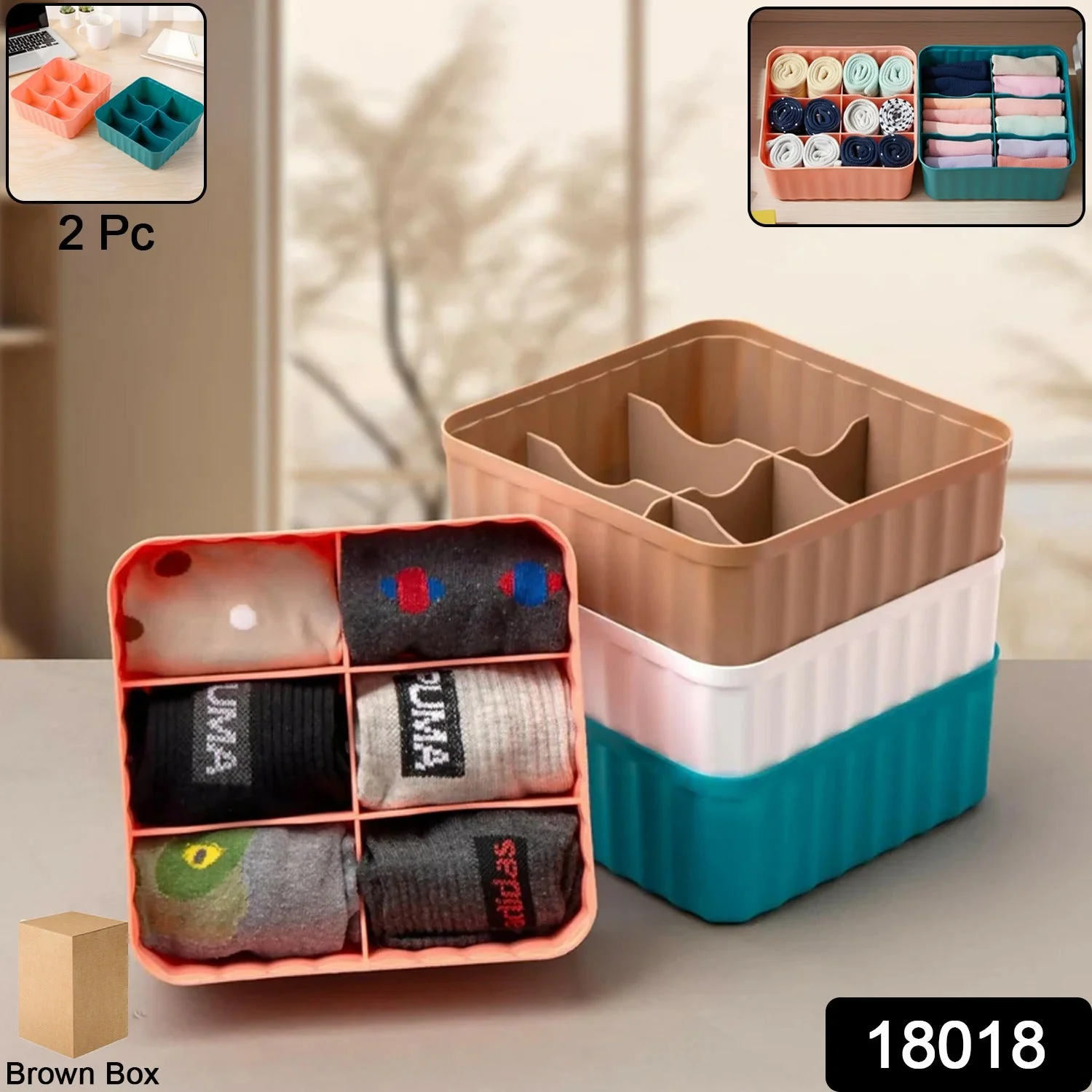 Square Organizer with 6 Compartments – Space-Saving Storage Set - Image 2